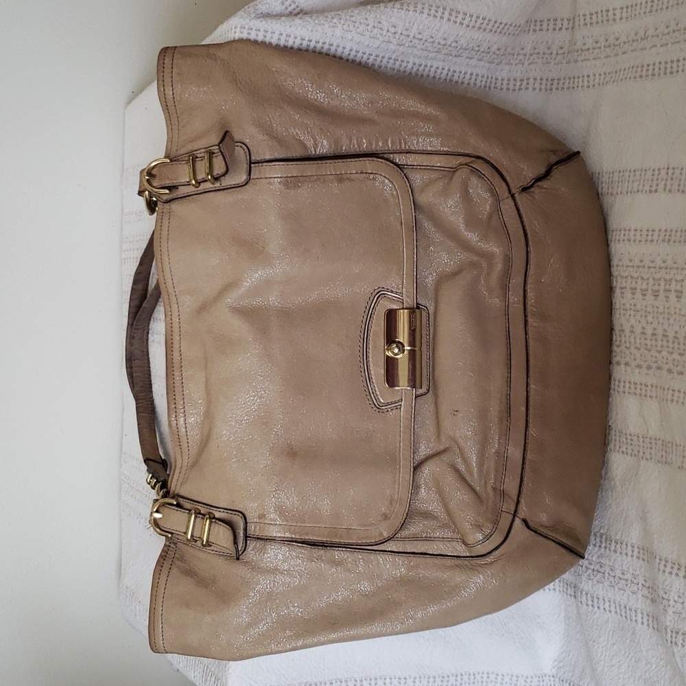 COACH Kristin Pinnacle Leather Tote in Tan Shimmer F19385